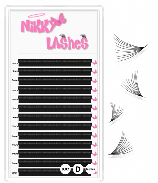 Nikky Lashes – Easy Fan Volume Lash Tray | D Curl | 0.07mm |(9–20mm)